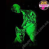 Світлонакопичувальна дитяча футболка "Лисички" для дітей і підлітків, хлопців та дівчат, принт світиться в темряві, фото 2