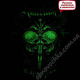 Батальна світлонакопичувальна чоловіча футболка з черепом "Amerikan Chopper" (чорна), принт світиться в темряві 60, фото 3