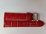 Червоний шкіряний ремінець для наручних годинників з фактурою під крокодила, 22 мм (20мм), фото 3