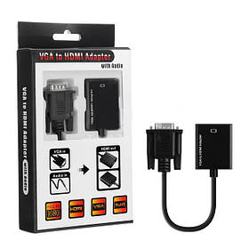 Адаптер VGA|HDMI з аудіовиходом GOOD 13522 (Black) | Перехідник vga hdmi