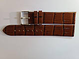 Коричневий шкіряний глянсовий ремінець для наручних годинників з фактурою під крокодила, 20 мм (18 мм), фото 4
