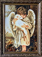 Картина з бурштину "Янголятко" 30x40 см дитяча картина з бурштину