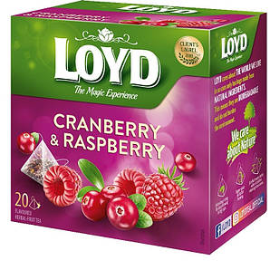 Фруктовий чай Loyd Cranberry & Raspberry журавлина та малина 40г (20 пірамідок), 10шт/ящ