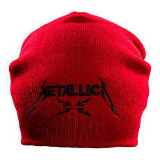Шапка біні з вишивкою METALLICA M4 червона, фото 2