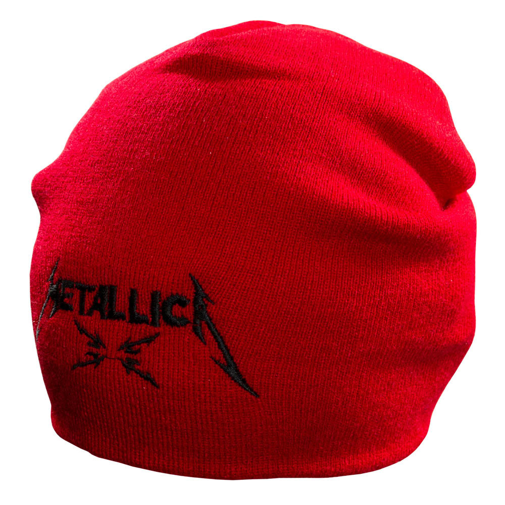 Шапка біні з вишивкою METALLICA M4 червона