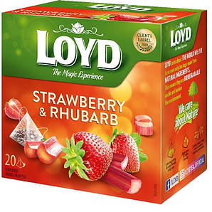 Фруктовий чай Loyd Strawberry & Rhubarb полуниця-румбамбар 40г (20 пірамідок), 10шт/ящ