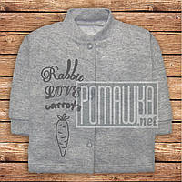 Тепла кофтинка р 68 3 4 5 місяців з начосом на байку флісі для новонароджених малюків ФУТЕР 3222 Сірий