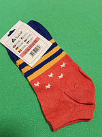 Шкарпетки жіночі короткі корал + синій - 36-41 розмір, 80% бавовна, 20% поліамід