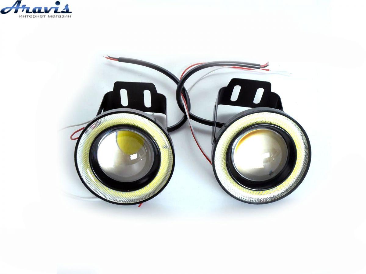 Протитуманні фари LED Лідер XL-666 10W Лінза з ДХО D=76мм круглі