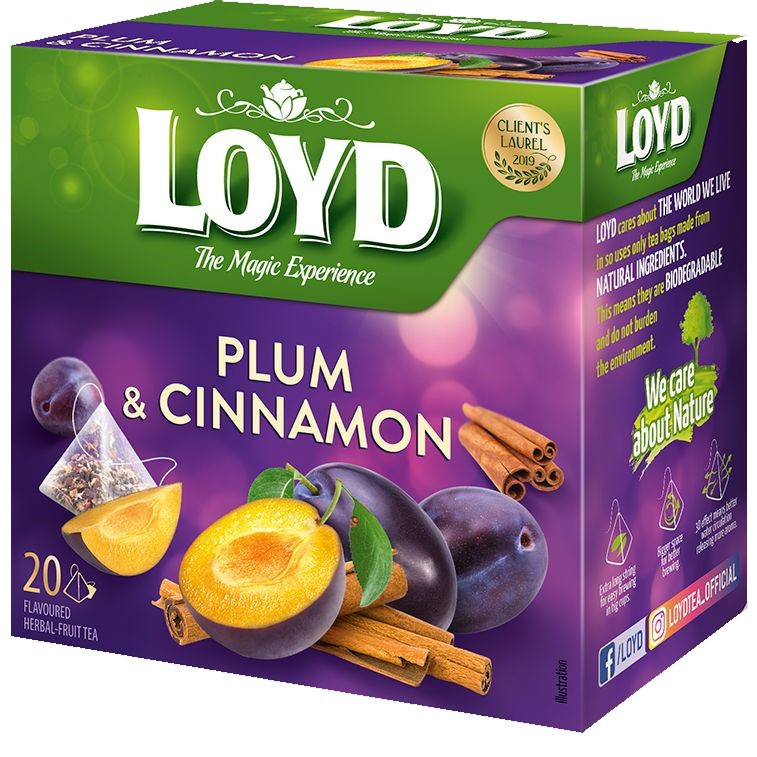 Фруктовий чай Loyd Plum & Cinnamon слива та кориця 40г (20 пірамідок), 10шт/ящ