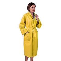 Вафельный халат Luxyart Кимоно размер (46-48) М 100% хлопок желтый (LS-149)