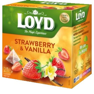 Фруктовий чай Loyd Strawberry & Vanilla полуниця-ваніль 40г (20 пірамідок), 10шт/уп