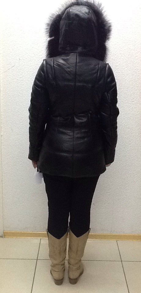 Кожаная женская куртка черная натуральная с капюшоном съемные рукава с мехом лисы - фото 6 - id-p178495279