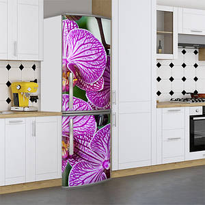 Вінілова наклейка на холодильник, орхідеї, 180х60 см - Лицьова (В), з ламінуванням