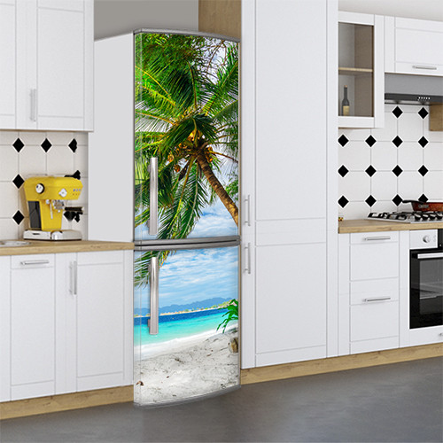 Самофіксуюча наклейка на холодильник магнітна з морем 180 х 60 см, Лицева