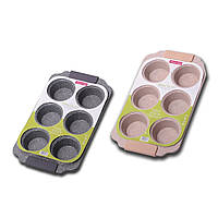 Форма-планшет для випікання кексів Kamille Marble 30 х 18 см 6 комірок