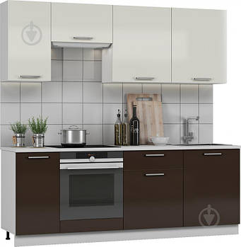 Кухня модульна готова 2,2 метра з МДФ (білий, коричневий), mebelime
