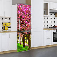 Виниловая наклейка на холодильник, цветущий сад, 200х60 см - Лицевая(В), с ламинацией