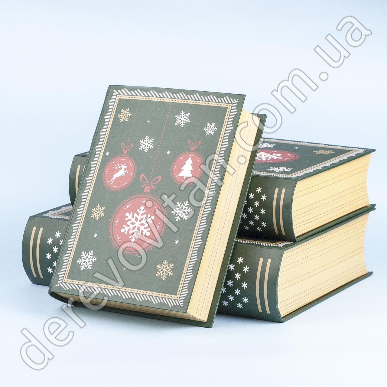 Подарочные коробки новогодние "Книги", зеленые, набор из 3 шт. - фото 1 - id-p853115197