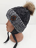 Шапка на зав'язках із помпоном, для хлопчика, фото 4