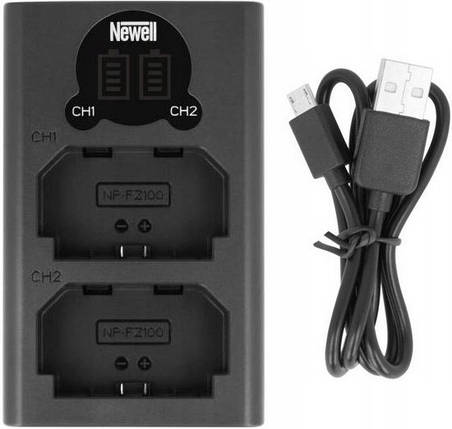 Подвійний зарядний пристрій зу З/У Newell LCD-USB charger for NP-FZ100, фото 2