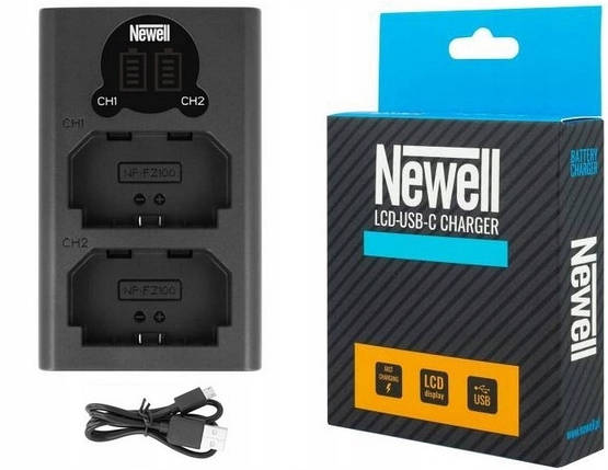 Подвійний зарядний пристрій зу З/У Newell LCD-USB charger for NP-FZ100, фото 2