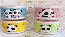 Чашка з кришкою "Панда" керамічна 300 мл EL-1 246