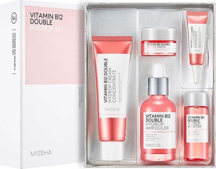 Набір засобів для обличчя з вітамінами Missha Vitamin B12 Double Hydrop Set 5 предметів, фото 1