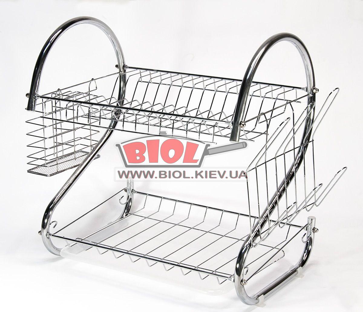 Сушарка (сушарка) для посуду двоярусна 38 см хромована "Basic" Maestro MR-1025-38, фото 1