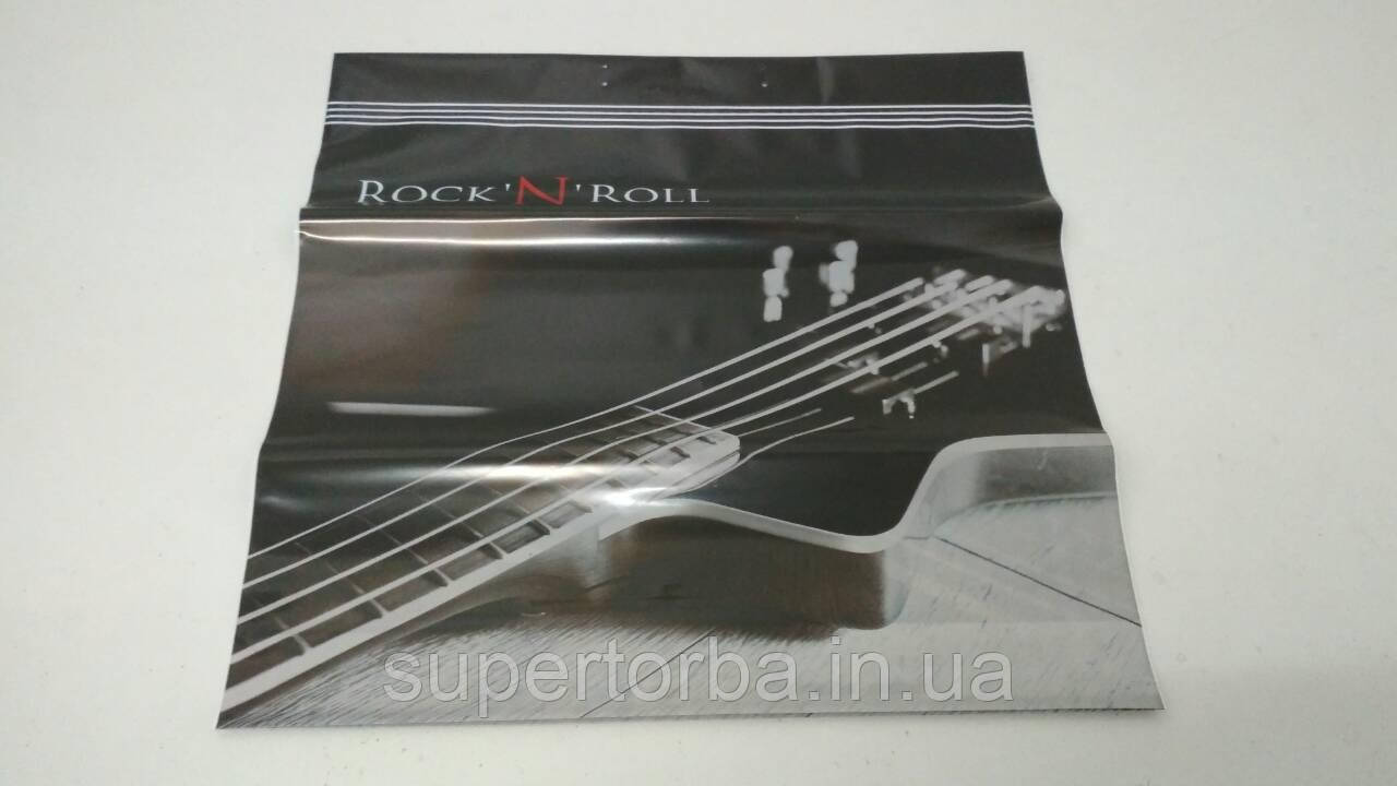 Поліетиленові пакети з пластиковою ручкою розмір 40х40 "Рок н рол" без ручок (10 шт), фото 1