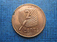 Монета 2 цента Фіджі Британські 1992 1995 2001 три роки ціна за 1 монету