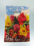 Пакет із прорізною ручкою розмір 25*35 "Букет з любов'ю" Леомі (50 шт), фото 2