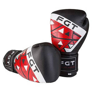 Боксерські рукавички чорно-червоні 12oz FGT, Cristal 2518, фото 2