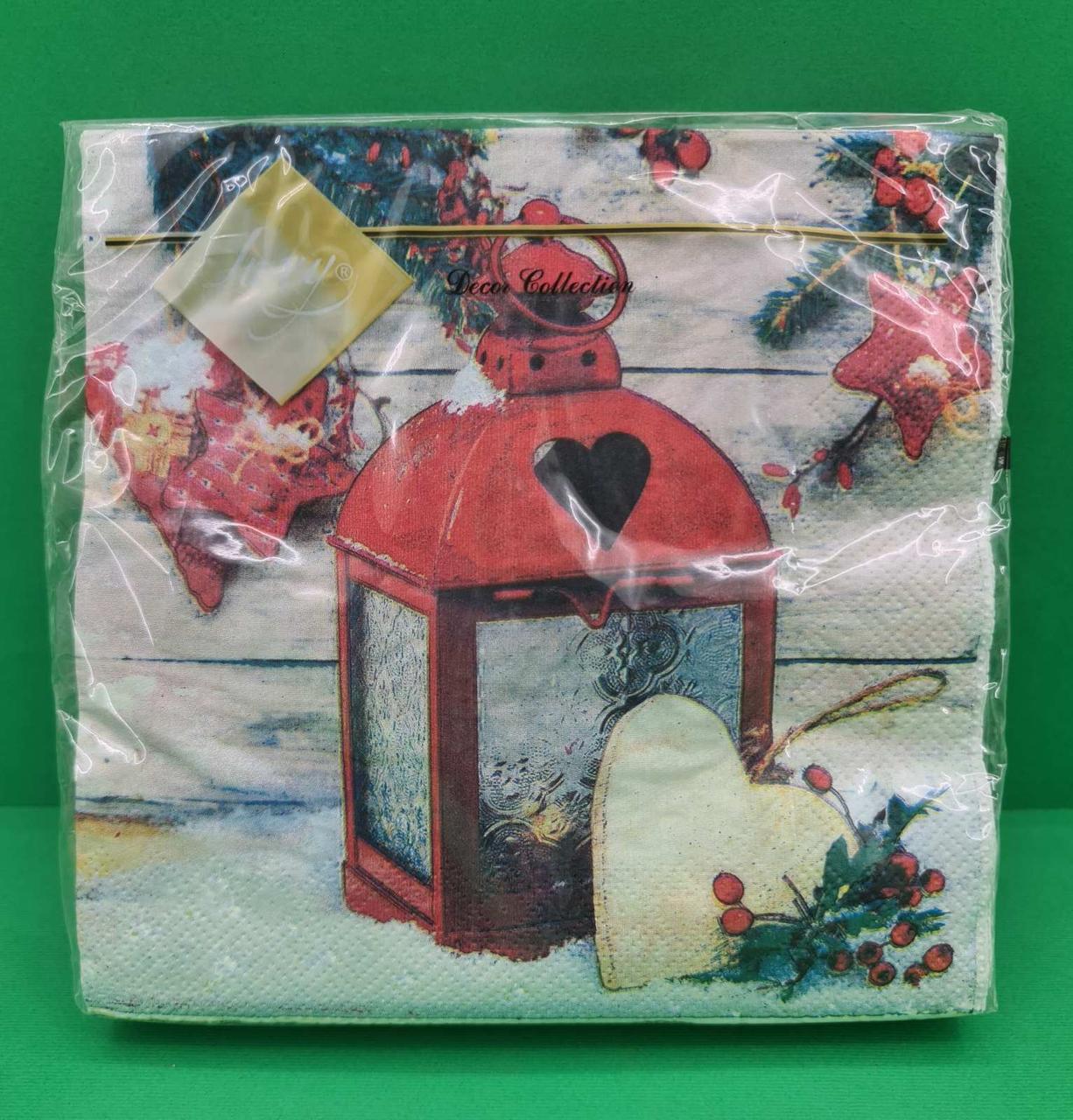 Святкова серветка (ЗЗхЗЗ, 20шт) LuxyНГ Різдвяний ліхтар (846) (1 пач.)