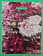 Пакет з прорізною ручкою ламінований розмір 30*40 "Піони" 3019 ДПА (50 шт)