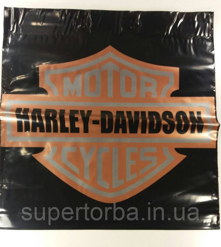 Пакет із пластиковою ручкою розмір 40х40 "Харлей" без ручки (50 шт), фото 1