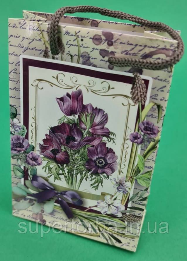 Пакети подарункові паперові розмір 8х12х3.5 12 шт/уп., фото 1