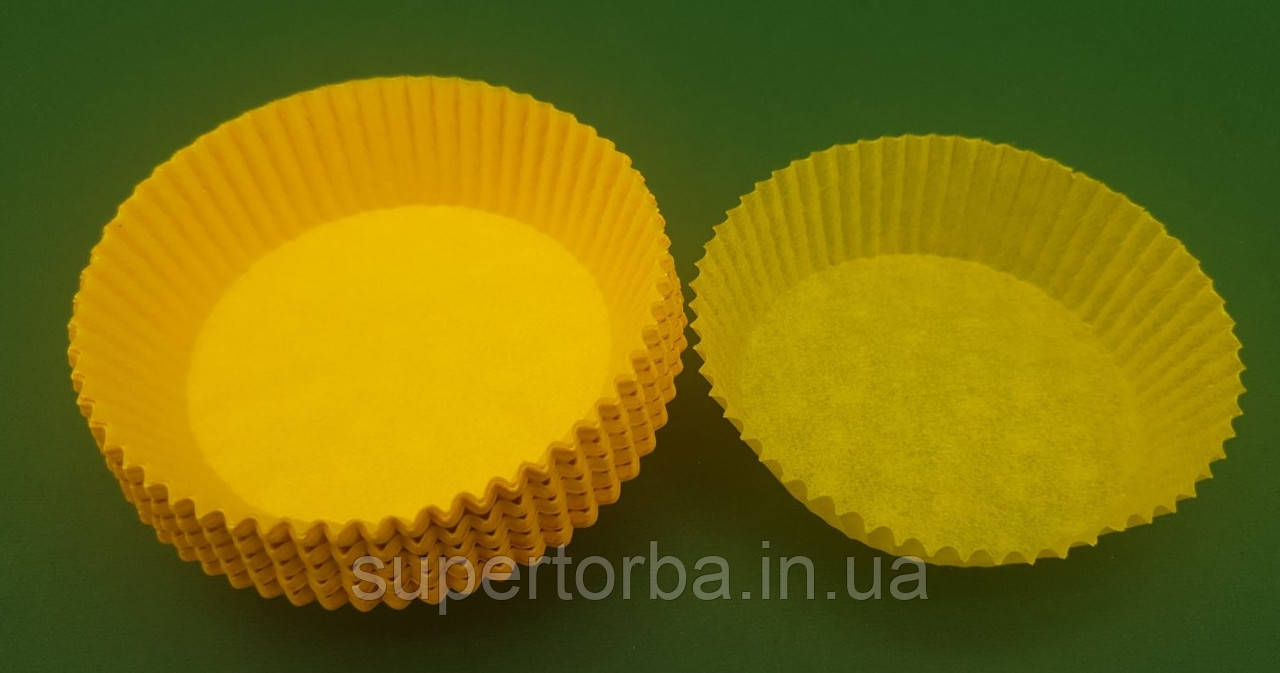 Тартолітка для кексів "Кругла жовта" D71 H22 (100 шт.)/9/ (1 уп.), фото 1