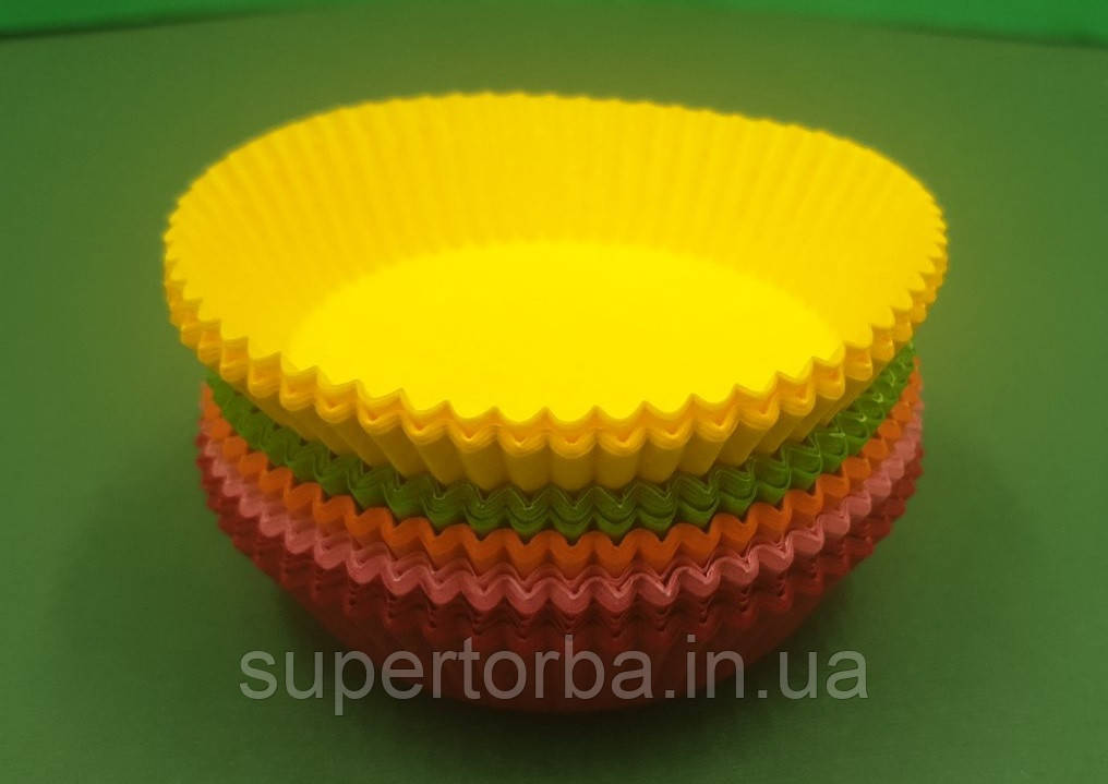 Тартолітка для кексів "Кругла мікс" D71 H22 (100 шт.)/9/ (1 уп.), фото 1