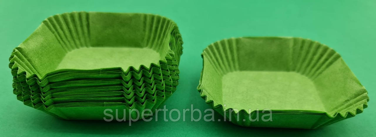 Тартолітка для кексів "Квадратна зелена" (58,5*58,5*21,5) (100 шт.)/К-58,5/ (1 уп.), фото 1