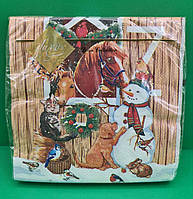 Дизайнерська серветка (ЗЗхЗЗ, 20шт) LuxyНГ Дружественый Новий рік (1 пач.)