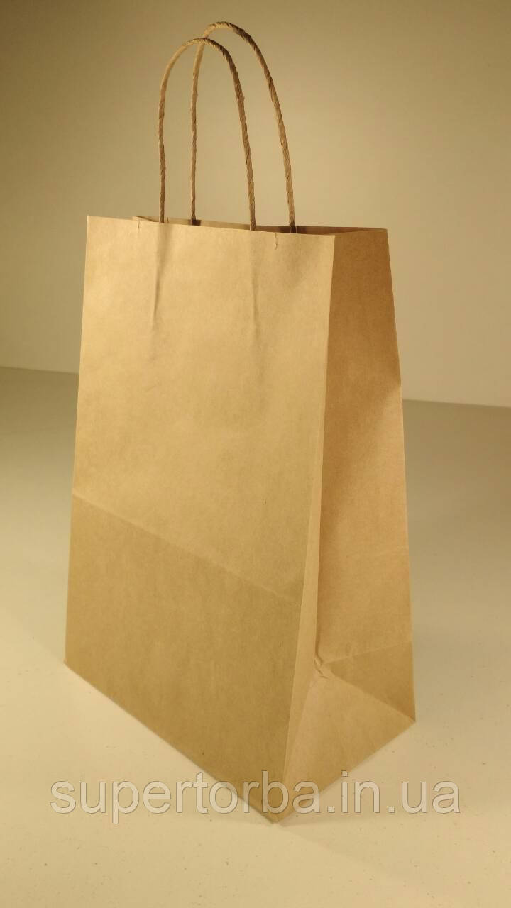 Пакет з ручками паперовий 28*19*11,5 коричневий №6 (25 шт), фото 1