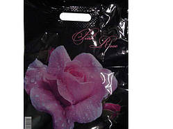 Пакет із прорізною ручкою. ламін. "Пинк роуз" ( 30*40)ДПА (50 шт)