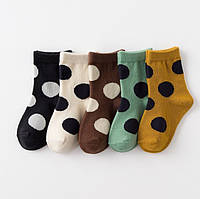 Набір шкарпеток 5 пар Горох осінь-весна унісекс 5 кольорів для дітей підлітків