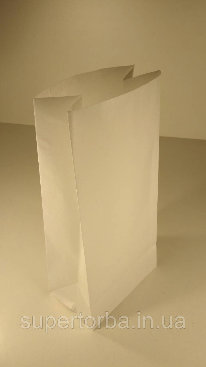 Пакет з дном паперовий 39*19*12 білий №1 (25 шт), фото 1