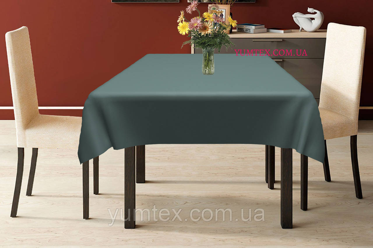 Скатертина бавовна тефлон водовідштовхувальне гідрофобне просочення колір сіро-блакитний, фото 1