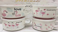 Чашка з кришкою "Фламінго" керамічна 300 мл EL-1247