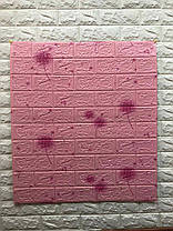 3D панель самоклеюча 70х77х0,5 см Шпалери під декоративну цеглу Самоклейка 3Д рожеві кульбабки, фото 2