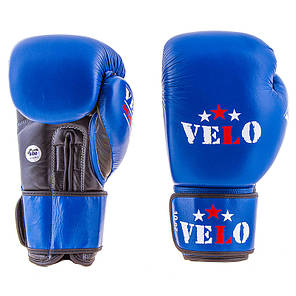 Боксерські рукавички шкіряні сині 12oz Velo AIBA, фото 2