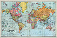 Постер плакат "Карта Мира / Stanfords General Map Of The World (Colour)" 91.5x61см (ps-002117)